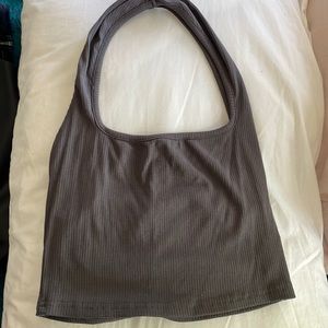 Shein: charcoal halter crop top. Size small